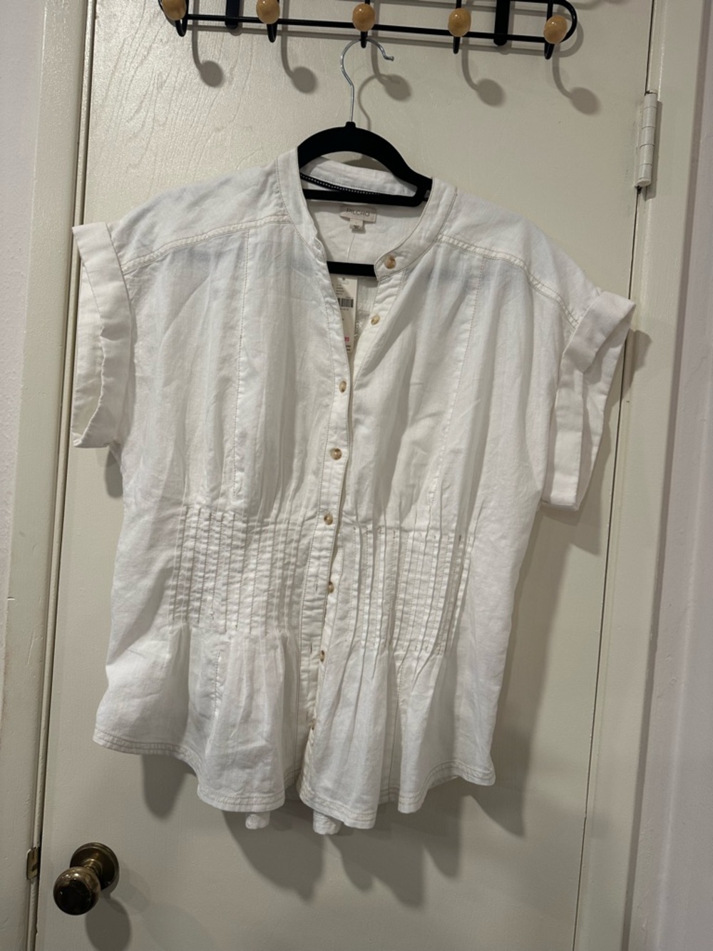 Anthropologie Pilcro White Button-up Front Peplum Blouse/Top - Picture 2 of 6
